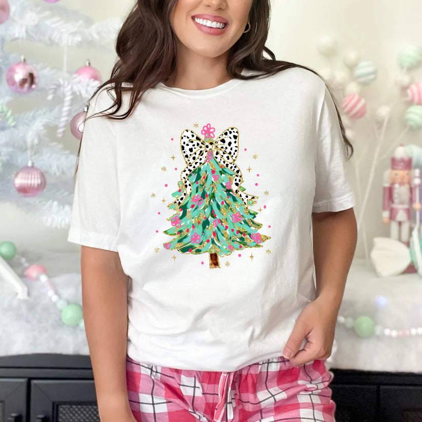 Girly Christmas Tree Coquette Tee or Sweatshirt