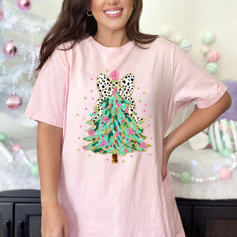 Girly Christmas Tree Coquette Tee or Sweatshirt