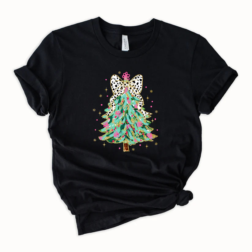 Girly Christmas Tree Coquette Tee or Sweatshirt