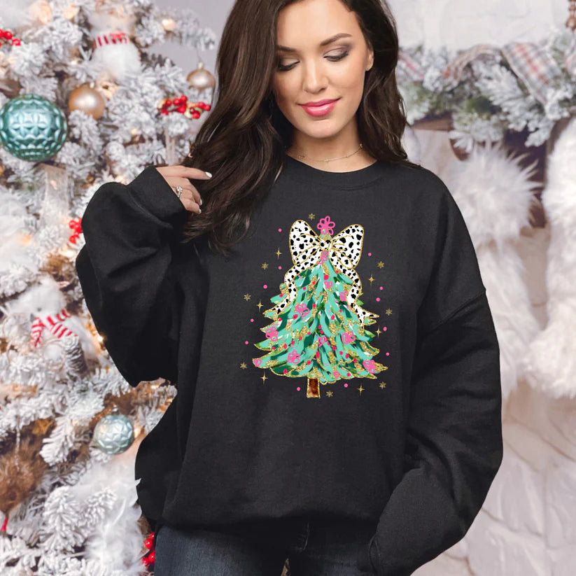 Girly Christmas Tree Coquette Tee or Sweatshirt