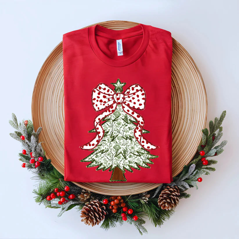 Green Christmas Tree Coquette Tee
