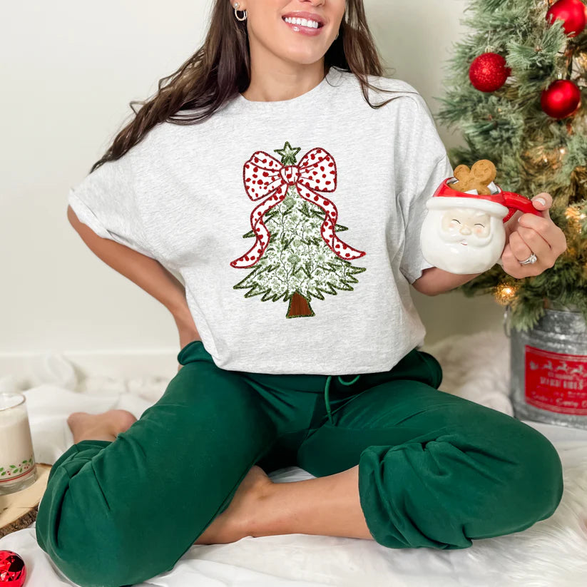 Green Christmas Tree Coquette Tee