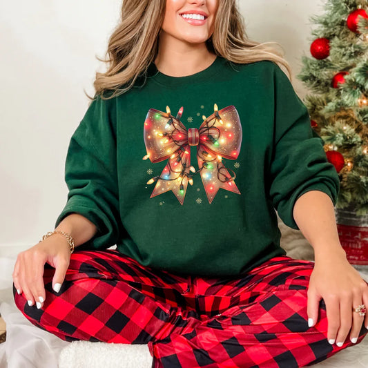 Christmas Lights Bow Tee & Sweatshirt