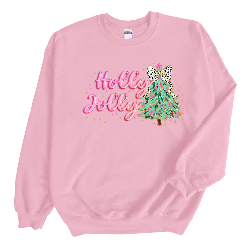 Pink Holly Jolly Tee or Sweatshirt