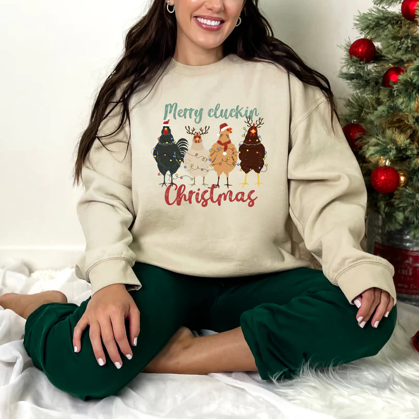 Merry Cluckin Christmas Tee or Sweatshirt